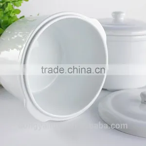 China Factory Wholesale Plain White Ceramic Porcelain Glazed Stew Pot, Soup Tureen With Lid , Serving Cooking Pot thumbnail-4