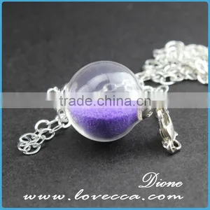 Antiqued Brass Glass Globe Jewelry Necklace With Dried Flower thumbnail-4
