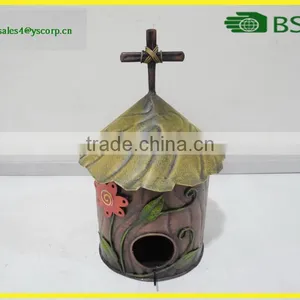 Cross On House Shaped Hanging Metal Bird Feeder Window Bird Feeder Stand thumbnail-1