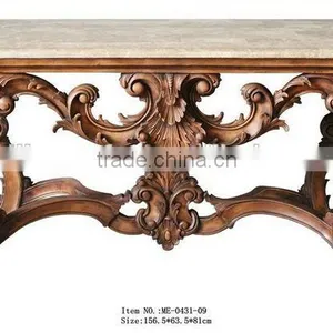 Arabic Living Room Furniture Hand-Carved Console Desk With Marble thumbnail-3