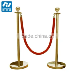 Golden Steel Rope Stanchion Ball Top Queue Rope Barrier thumbnail-3