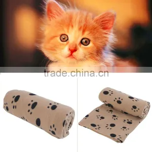 Cute Pet Puppy Dog Cat Blanket Paw Prints Soft Warm Fleece Mat Bed Cover (Color: Gray(S,M), Light Brown(L) ) thumbnail-2