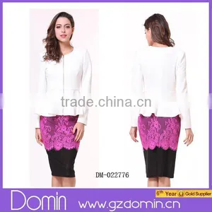 New Design Lady Solid Color Long Sleeve Peplum Blazer for Women thumbnail-1