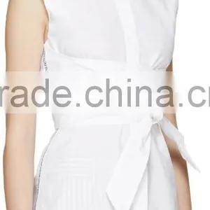 2016 Lady Fashionable Cheap White Belted Sleeveless Blouse thumbnail-2