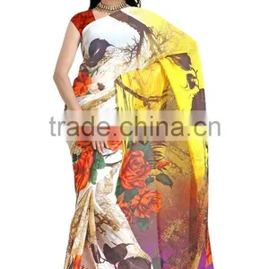 Designer Glamour Digital Printed Saree thumbnail-1
