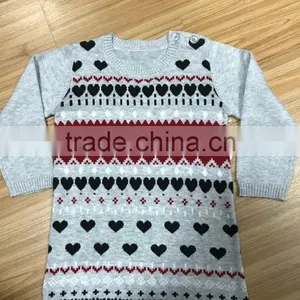 2017 Newest Winter Kids Cotton Sweaters With Floral Pattern Korea Style Knit Sweater Girl Long Sweater For Wholesale (BKNK35) thumbnail-1