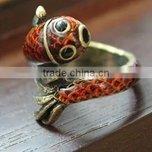 Fashion Enamel Fish Rings With Rhinestone, Fashion Antique Rings, Personalized Rings thumbnail-1