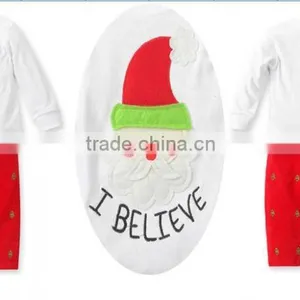 Fashion Lovely and Cute Santa Claus Pattern Clothing Sets for Girls Childrens Boutique Clothes thumbnail-1
