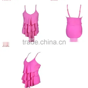 Wholesale Ladies Beautiful High Cut Sexy Pink One Piece Bathing Suits thumbnail-5