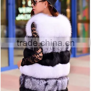 High Quality Hot Sales Type Whole Fox Fur Skin Long Multi Color Vest Winter Coat Warms thumbnail-5
