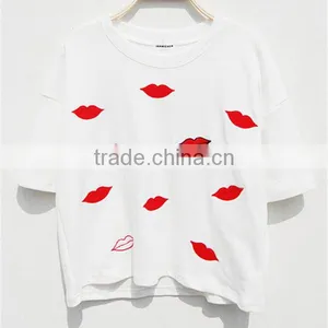 Short Sleeves Lovely White Crop Top Lady Blouse thumbnail-1