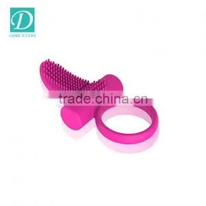 Couple Sex Toys Tongue Shape Vibrating Penis Ring With Clitoral Stimulator thumbnail-3