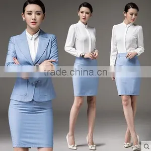 Juqian Suits Simple Pattern Blue Women Office Uniform Design Women's Elegant Dress Suit thumbnail-1