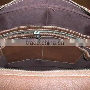 High Quality Genuine Cow Light Brown Leather Travel Briefcase Leather Bag thumbnail-6
