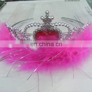 Party Carnival Cheap Plastic Pink Princess Crown Headband for Girls PH-0008 thumbnail-1