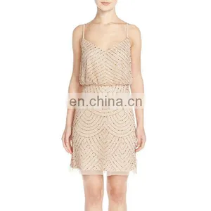 J-8287 Fashion Design Sequin Mesh Blouson Dress Newest Ladies Dress Sleeveless Women Clothing thumbnail-2