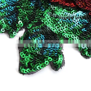 Fashion Red Rose Green Flower Sequined Patch Sew on Clothes thumbnail-3