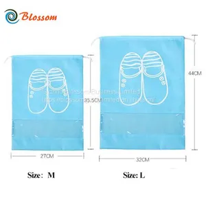 Wholesale Non Woven Reusable Drawstring Visible Travel Organizer Shoes Bag thumbnail-3