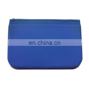 Factory Both Side Plain Design Zipper Cosmetic Purse Wallet Kids Pencil Case Silicone Bag thumbnail-6