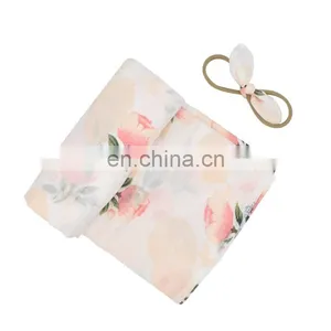 2Pcs Muslin Swaddle Blankets Headband Set Soft 100% Cotton Newborn Receiving Blankets Infant Swaddling Wrap Sleepsack thumbnail-5