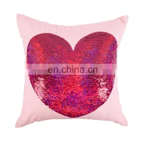 Custom Design Reversible Sequins Heart Mermaid Magic Cushion Pillow Covers Decorative thumbnail-2