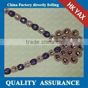 0117L China Supplier Peacock Tail Crystal Patches,Collar Crystal Patches ,Wholesale Crystal Patches for Collar thumbnail-1