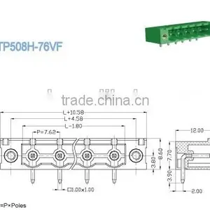 Termin Block 7.62mm 300V 18A Pluggable PCB Terminal Block Connector With Header Male Sockets 14 Poles thumbnail-2