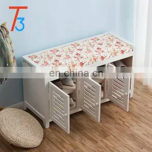 Wooden Storage Unit Bench Wicker Rattan Drawers Baskets Cushion Seat thumbnail-3