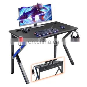 Wholesale Price Gamer Specific Used Blue Gaming Desk Computer PC Racing Table With Headphone Hook thumbnail-5
