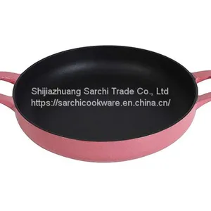 Magenta Enameled Cast Iron Frying Pan With Dual Handles thumbnail-3