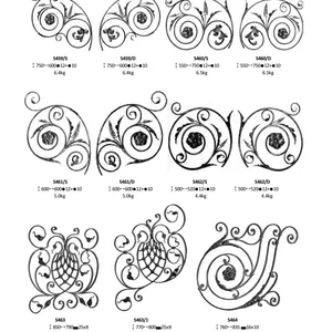 Wrought Iron Components Forged Elements Decoration Motif Panels for Gate Railing Handrail Balustrade thumbnail-2