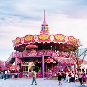 Outdoor Whirligig Swing Rides Playground Merry Go Round Rocking Electric Carousel Horse thumbnail-1