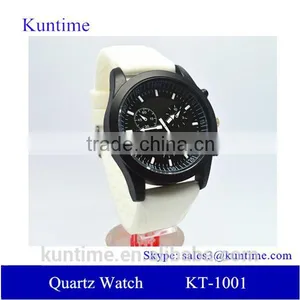 Japanese Quartz Movement Watches Waterproof 3 Atm, White Silicone Strap thumbnail-1