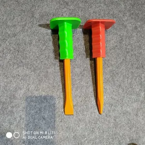 Industry Masonry Chisel With Hand Guard, 12 Inches Heavy Duty Flat End Rock Concrete Mortar Stone Chisel For Demolishing Carving Splitting thumbnail-3
