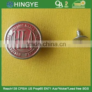 20MM Metal Jeans Tack Button in Silver NF With Red Color Tumbled -- J1545 thumbnail-1