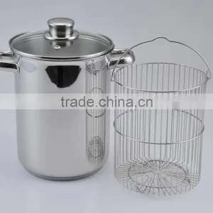16*21CM 4L Asparagus Pot Capsuled Aluminum Induction Bottom With Glass Cover and Basket thumbnail-1