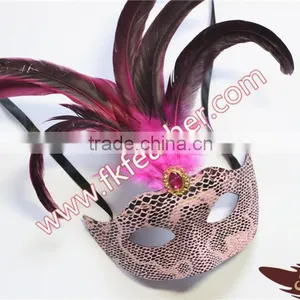 Wholesale Party Mask With Rooster Tail Feather Decoration thumbnail-3