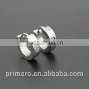 4MM Smooth Filled Shiny Cubic Zircon Fashion Stainless Steel Hoop Earring Jewelry thumbnail-5