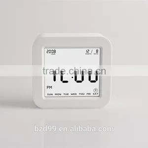 Best Teenager Home Promotional Gift OEM Multi-function Smart Digital Rotation Control Auto Light LCD Bedside Alarm Table Clock thumbnail-4