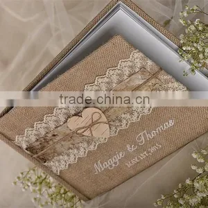 Burlap Natural Birch Bark Wedding Rustic Guestbook With Embroidery Names Quality Choice thumbnail-1
