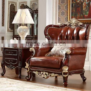 Premium Quality Brown Traditional European Wooden Sofa Set Designs thumbnail-2