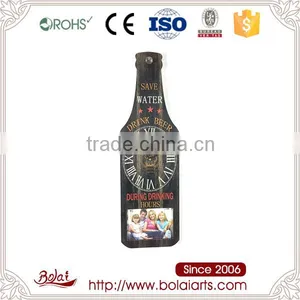 Novelty Design Old Fashion Black Beer Bottle Shape Wood Mdf Clock thumbnail-1