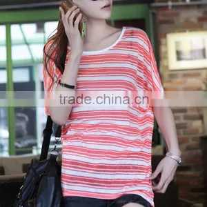 Women's Clothing High Quality t Shirt 95 Cotton 5 Spandex Stripe Fabric thumbnail-6
