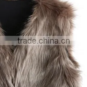 Mid-Length Brown Faux Fur Vest thumbnail-6