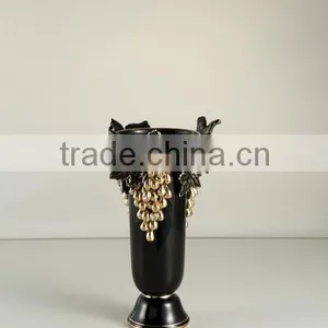 Black Real Gold Grape 16"Antique Vase Flower Art Ceramic Vase for Ceramic Decoration thumbnail-1