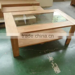 Factory Price Wooden Tea Table Design Glass Top Coffee Tea Desk Living Room Furniture thumbnail-1