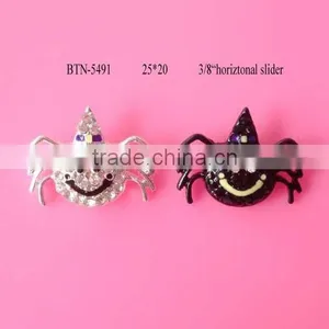Stock Halloween 25*20mm Spider Rhinestone Button With Slider(BTN-5491) thumbnail-1