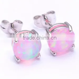 6mm 8mm Fancy Synthetic Blue Opal Earring Stud,925 Sterling Silver Fancy Stud Earring With Blue Opal Quality Choice thumbnail-3