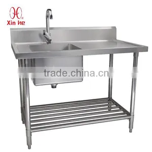 Australia Catering Kitchen Sink With Work Table, Commerical Stainless Steel Kitchen 2 Two Compartment Sink With Drainer thumbnail-6