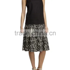 2015 European Lady Fashion Linen Leaf Printed Midi Skirt thumbnail-2